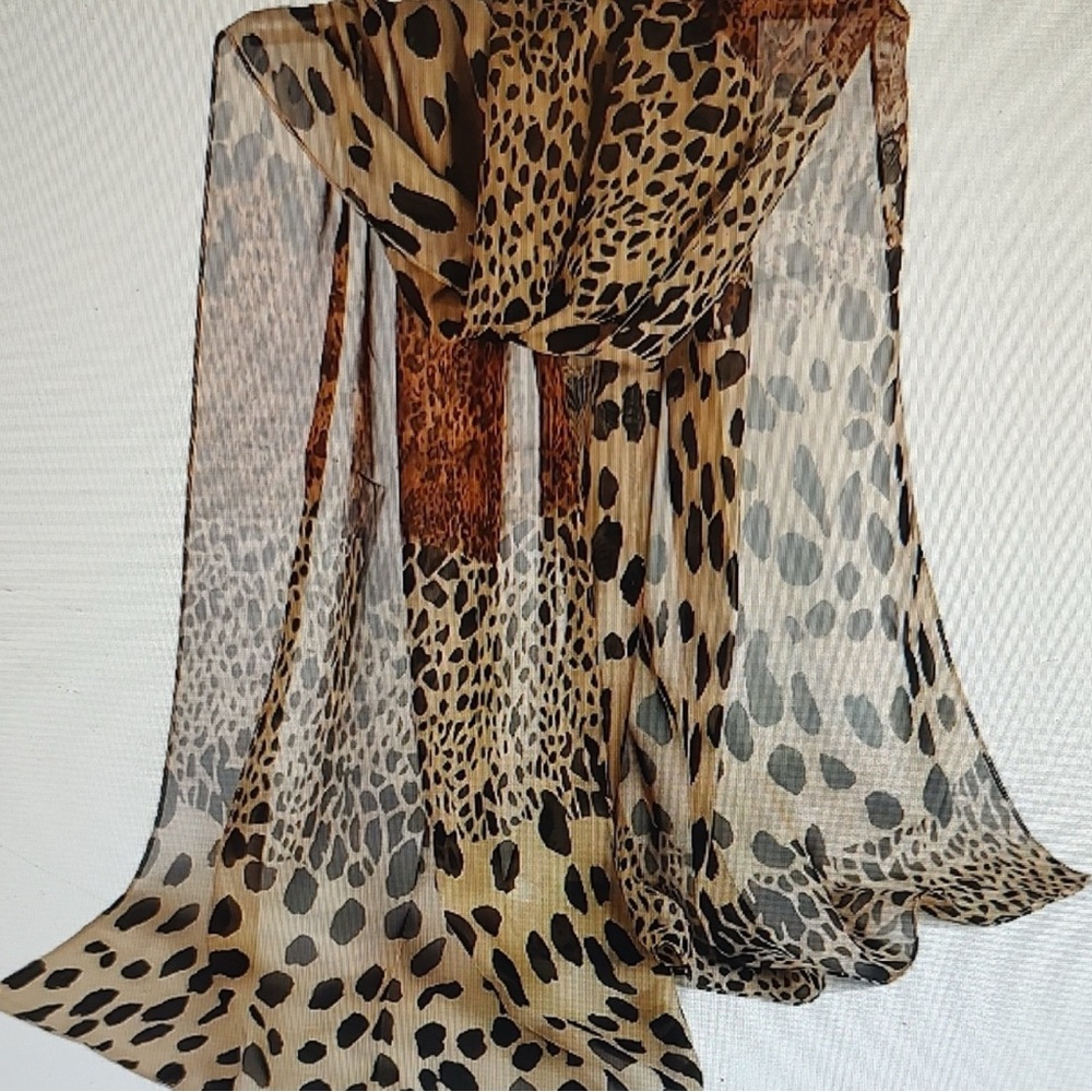 Leopard Print Sheer Scarf